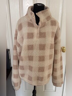 SO Sherpa Buffalo Check Snap Pullover XL